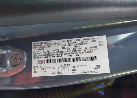 2024 Ford Escape St-Line из США, поврежденный, VIN 1FMCU0MN6RUA12680